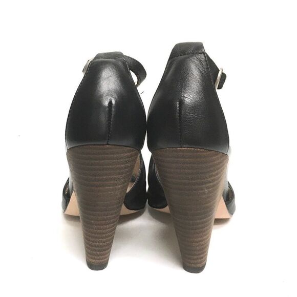 Rmk Black Leather Sandal Shoe Cone Heel Peep Toe 9 - Picture 4 of 15